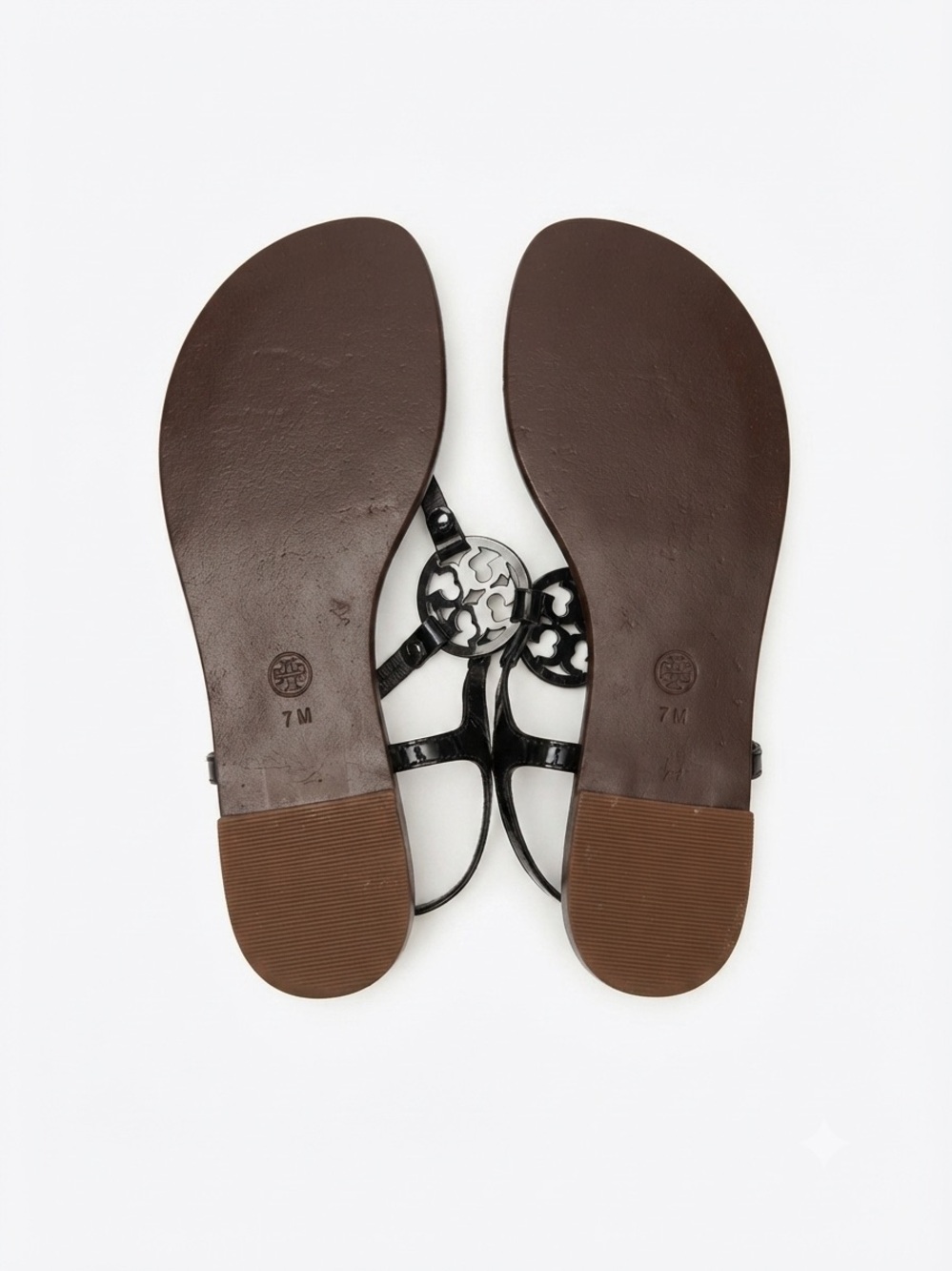 Tory Burch Black Patent Miller Logo Thong Sandals with Crystal Logo - Picture 3 of 3